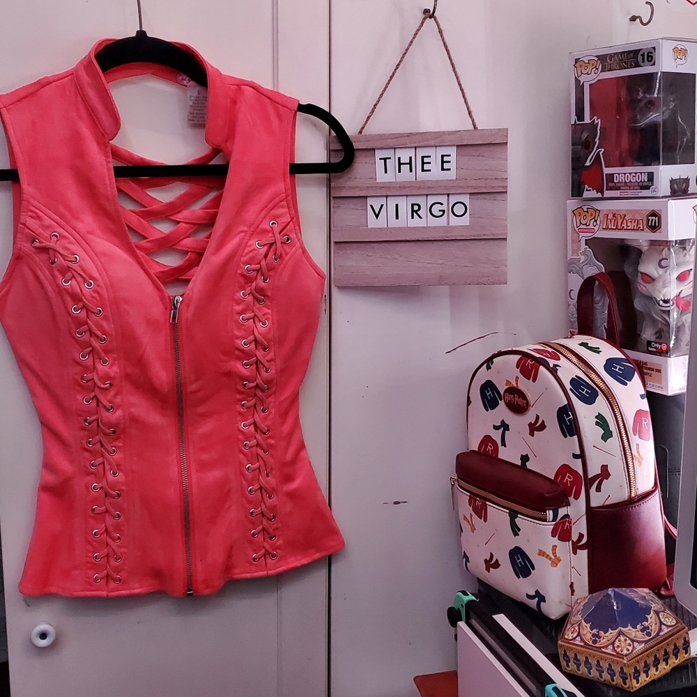 Lydia USA Hot Pink "Suede" Corset Top